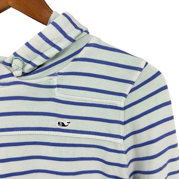 VINEYARD VINES Hoodie Striped Pullover Sweater Cotton Green Blue - Picture 3 of 6